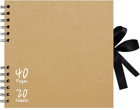 Vienrose Album Photo 20,5x20,5 cm, Album Scrapbooking DIY avec 40 Pages Papier Kraft Noir Épais, Album Photo Vierge pour Mariage, Bébé, Famille, Livre Scrapbooking Personnalisable, Kaki