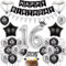 Deko 16 Geburtstag Mädchen Junge - 63 Stück Schwarz Silber Geburtstagsdeko mit Happy Birthday Banners, Stern Liebe Zahl Folienballon Konfetti Luftballons Tortendeko für Teenager Party Drinnen Draußen