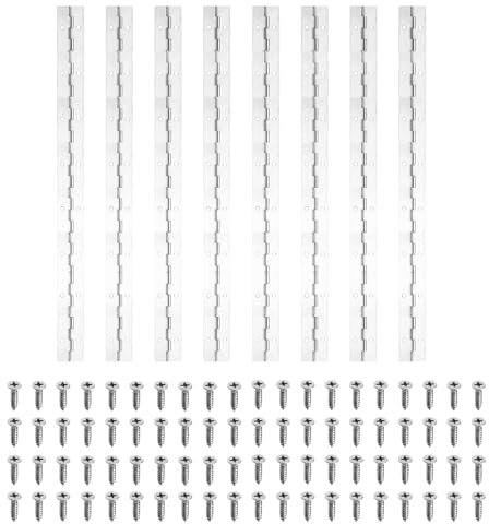 PATIKIL 16x1.2 Inch Piano Hinge,8 Pcs 304 Stainless Steel Continuous Hinge with Holes for Piano Gate Door Wooden Storage Box Cabinet Boat,Silver