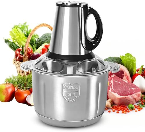 5L Hachoir électrique, 500W Hachoir a viande electrique en acier inoxydable, 3 vitesses,Lame en acier inoxydable 3D, Hachoir Electrique, Food Processor pour viandes, légumes, fruits, oignons (5L)