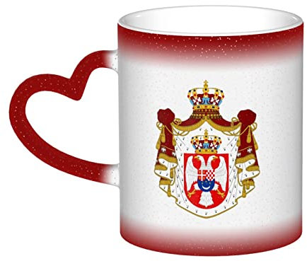 XTXGBT Coat of Arms of The Kingdom of Yugoslavia Coffee Mugs Thermal Color Changing Mug Novelty Unique Travel Cups 12 OZ
