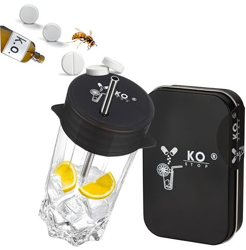 Ko Stop | Silikondeckel Getränke Schutz vor Ko Tropfen | 5er Set | Glasabdeckung | wiederverwendbare Abdeckung für Gläser | Garten | Camping | Festival | Party (Schwarz, 7-9cm)