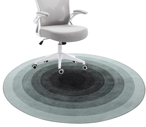 Honorstar Bodenschutzmatte für Hartböden 120cm Stuhlunterlage Teppich Bodenschutzmatte Bürostuhl Matte Runden Bodenmatte rutschfest Bürostuhlunterlage Stuhlmatten (Schwarz-1)