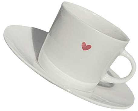 SOLUSTRE Ceramic Heart Shaped Coffee Mug with Saucer Capacity Lightweight Design for Home and Office for Tea and Juice Drinking Minimalist Aesthetic Mug