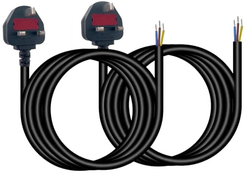 MejaRizon 2 Pack 13 Amp Plug UK, Universal 3 Core Electrical Cable with 13A Fused, Compliant with BS-1363 Standard, 1.5 Metre (4.9ft) UK Plug Power Cord Compatible with Various Electrical Equipment