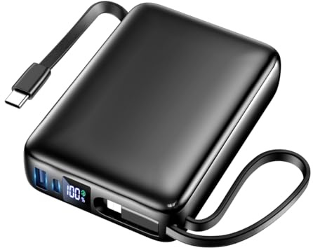 26800mAh Power Bank with 22.5W Super Fast Charging, Portable Charger with Digital Display & 4 Outputs, Dual Built-in Cables External Battery Compatible with iPhone 16/15/14/13/12, Android and More