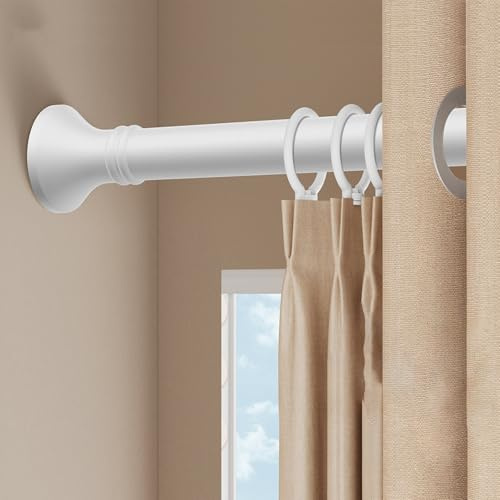 Teleskopstange Zum Klemmen 300 400 500cm Gardinenstange Ohne Bohren Für Gartenpavillon, Spannstange Zum Klemmen, Ø33mm Edelstahl Vorhangstange Klemmstange Türrahmen(Weiß,360-450cm)