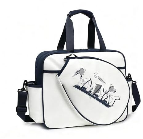 TentHome Padel - Bolso impermeable para hombre y mujer, funda para pala y ping pong con compartimento para zapatos, bolsa de deporte multifuncional grande (blanco)