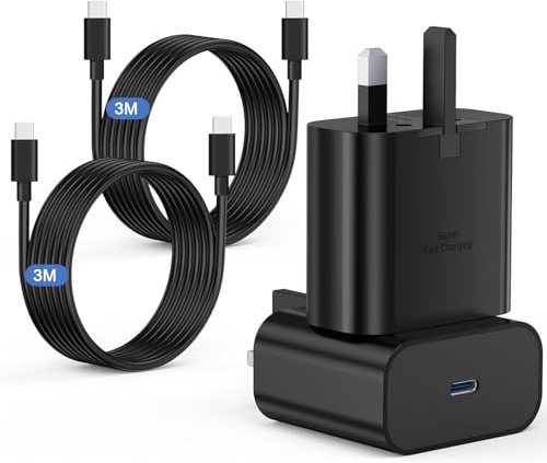 Samsung Charger Fast Charge, 2Pack 3M Samsung USB C Phone Cable and Plug for Galaxy S25 S24 S23 S22 S21 S20 A33 A34 A35 A36 A53 A54 A55 A56 A17 A16 A15 A25 A26 A70,USBC Charging Lead with Type C Plug