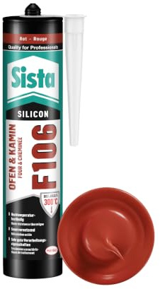 Sista F106 Ofen & Kamin Silikon, hitzebeständige Dichtmasse, Rot, 1x300ml | Temperaturbeständig bis 250°C, backofenverträglich, wasserbeständig, uv- & witterungsbeständig, für innen & außen