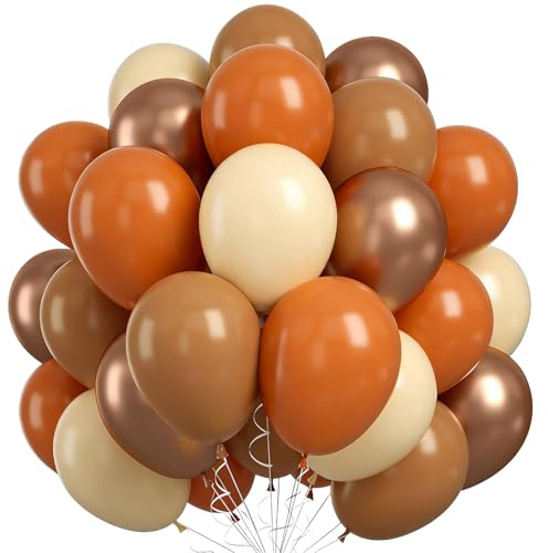 Palloncini marroni, arancioni e rose gold, 60 palloncini marroni per compleanno, palloncini a elio in lattice arancioni da 12 pollici, palloncini rose gold per matrimonio, compleanno, festa di