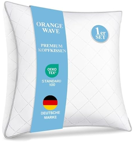 Orange Wave Kopfkissen 60x60 1er Set Kissen - Kissen 60x60 Hochwertig Mikrofaser Schlafkissen mit Weiche Kissenfüllung, atmungsaktiv Bettkissen für Seitenschläfer,Oeko-Tex Zertifiziert