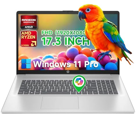 HP Flagship 17 Business Laptop - Windows 11 Pro + Free Office 365 for The Web, 17.3 Full HD Anti-Glare IPS Display, AMD Ryzen 5 7430U, 32GB RAM + 1TB SSD, Webcam, WiFi 6, USB A/C, HDMI