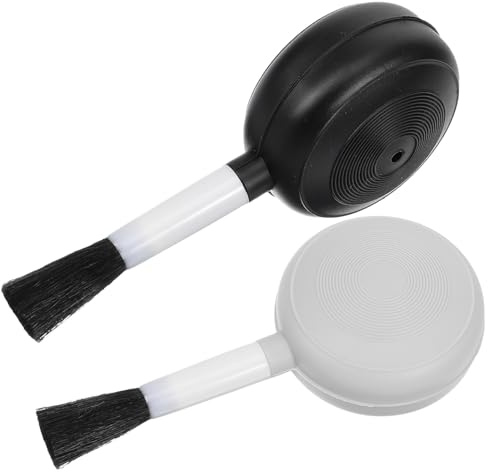 CALLARON 2pcs Air Blower with Soft Brush Plastic Bulb Duster for Camera Lens Computer Keyboard Cleaning Grey Black