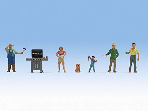 NOCH Figurenset „Beim Grillen“, für Modellbahn Spur N, handkoloriert und detailreich