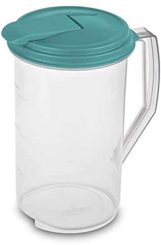 Sterilite 2 QT, Round Pitcher, PP container, LDPE lid, As Shown, 64.2 Ounces