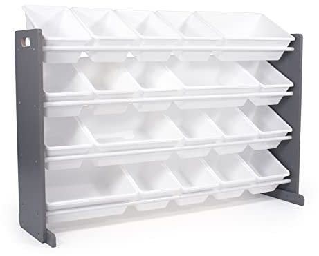 Humble Crew Extra-Large Kid's Toy Organizer, 20 Storage Bins, Universal, Grey/White
