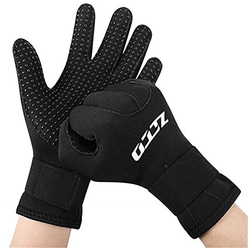 ZCCO 5mm Neopren Tauchhandschuhe,doppelschichtige Thermo-Neoprenanzughandschuhe mit elastischem Handgelenk und rutschfesten Partikeln zum Tauchen,Surfen,Schnorcheln(ST-5mm,2XL)