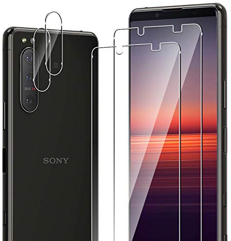 ELYCO Schutzfolie kompatibel mit Sony Xperia 5 II für Panzerglas, 2 Stück Panzerfolie & 2 Stück Kamera Schutzfolie, 9H Härte Anti-Kratzer Bläschenfrei Panzerfolie, HD Kameraschutz & Displayschutzfolie
