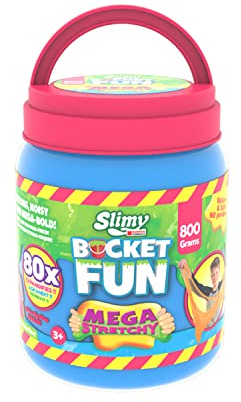 Slimy Bucket Fun 800g - Original Mega Slime Spielmasse, Spielspaß für Kinder mit Schleim im extragroßen Eimer, elastische Spielknete als Kindergeschenk (ab 3 Jahre), Farbe:Blau