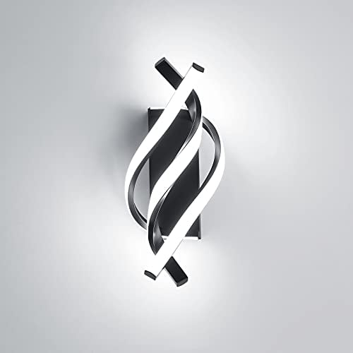 DAXGD LED Wandleuchte Moderne, 22W 2500LM Wandlampe Innen Gebogene Design 6500K Kaltweiß für Schlafzimmer, Arbeitszimmer, Wohnzimmer, Korridor, Schwarz [Energieklasse E]