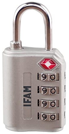 IFAM Candado TSA de Combinación TrypLock 4W, Color Gris, Máxima Seguridad, Suavidad de Rodillos, Con Clave y Más de 10.000 Combinaciones, Ideal Maletas, Bolsas, Maletines y Equipajes