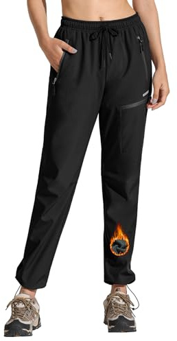 MOCOLY Damen Trekkinghose Thermo Skihose Winter Fleece Gefütterte Softshell Wanderhose Wasserdicht Warm Outdoor Hose Schneehose Langlaufhose Jagdhose Funktionshose Arbeitshose