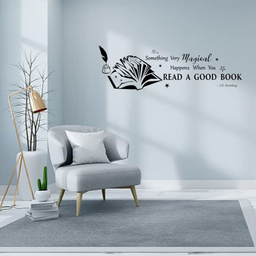 PLIGREAT Read Books Inspirational Quotes Wall Stickers Removable Vinyl Peel and Stick Decals for Nursery School Library Home Office Study Room DIY Wall Art Decor