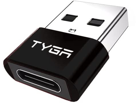 TYGA STORE USB Type C Female to USB Type A Male Adapter 2.0, Sync, Transfer, Charge, Plug & Play (1, Black)