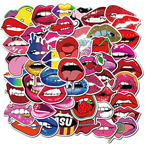 50PCS Sexy Lips Girls Stickers,Gift for Children Teens Adults Kids, Fashion Hot Sexy Waterproof Stickers for Laptop Scrapbook Water Bottle,Aesthetic Stickers for Skateboard Journal Wall Car