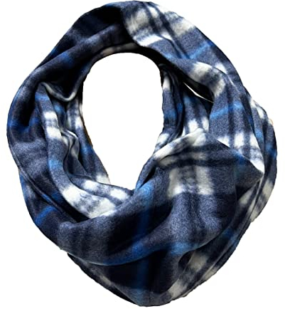 J26 TARTAN WARMER WINTER LOOP SCHAL KARO SCHLAUCHSCHAL RUNDSCHAL FLAUSCHIG GLENCHECK NEU (Blau Weiß)