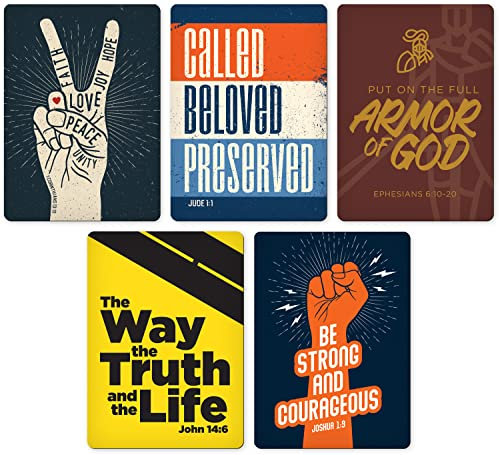 Youth Ministry Scripture Magnets, Bulk Set of 5 Inspirational Christian Fridge Magnets for Boys Girls & Teens, Cool Religious Bible Verse Tokens for Whiteboards, Classrooms, & Memorization