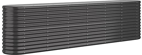 vidaXL Hochbeet, Wetterfestes Hochbeet für Garten Balkon Terrasse, Kräuterhochbeet zum Selber Bauen, Pflanzkasten aus Metall, Verzinkter Stahl Anthrazit