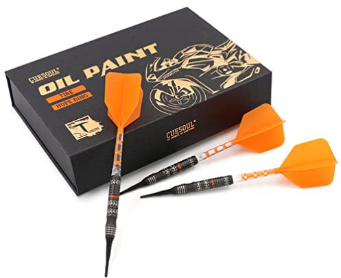 CUESOUL TIRE 18 g Soft Tip 90% Tungsten Dart Set mit Ölfarbe und vereinheitlichendem ROST T19 Flight