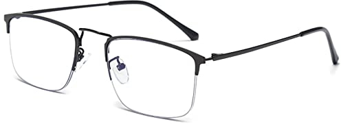 Lanomi Lesebrille Blaulichtfilter Metall Herren Damen Titan Halbrahmen Computer Gaming Brille UV400 Schutz Lesehilfe Blaulichtfilterbrille Schwarz 3.0