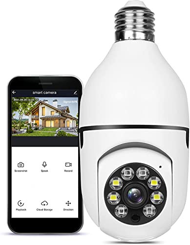 IZENGATE 1080P Light Bulb Security Camera,2.4G & 5GHz WiFi 360° Pan/Tilt Panoramic IP Camera,Wireless Home Surveillance Cameras System with Human Motion Detection and Alarm,Two-Way Audio,Night Vision