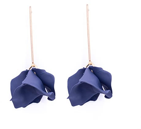 NILUXE DESIGN - Pendientes Flores Colgantes y Barra de Acero Inoxidable Dorados. Pendientes Mujer Petalos de Resina- Disponible Colores -Día de San Valentín Fiesta -Ideal para Regalar