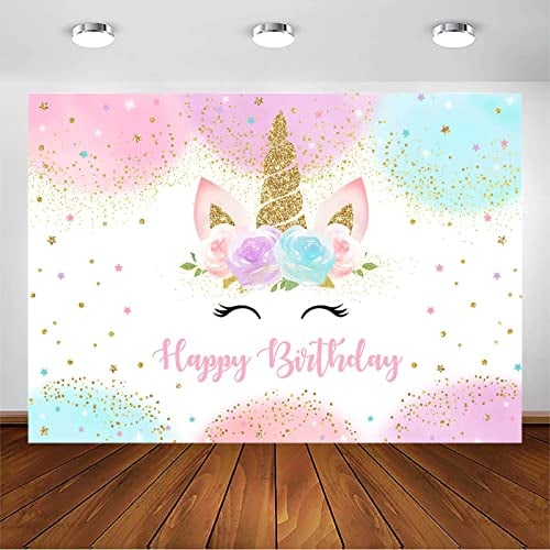 Avezano - Fondo de fondo de acuarela floral con purpurina (2,1 x 1,5 m)