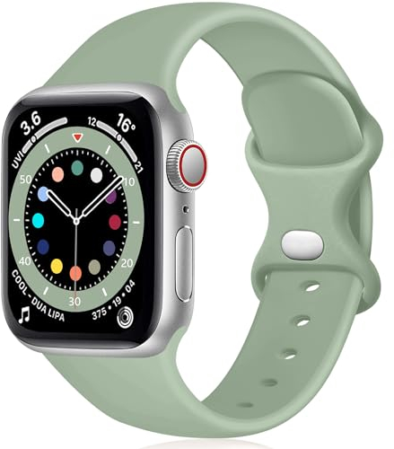 Epova Armband kompatibel mit Apple Watch 38 mm 42 mm 40 mm 44 mm 41 mm 45 mm 49 mm, Silikon, Ersatzarmband kompatibel mit iWatch SE Serie 9 8 7 6 5 4 3 2 1, Mintgrün, Klein