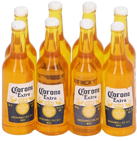 8 Pieces Miniature Beer Bottle 1:12 Scale Dollhouse Beer Bottle Plastic Figurens Mini Bottle Models DIY Decoration Accessories for Dollhouse