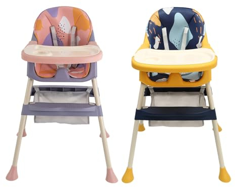 Hochstuhl Kinderhochstuhl Babystuhl, kinderhochstuhl 6 Monate Plus, für Babys und Kleinkinder mit Fußstütze, Abnehmbares Doppeltablett fürBaby Kindersitz Weicher Sitz verstellbar (Rosa)