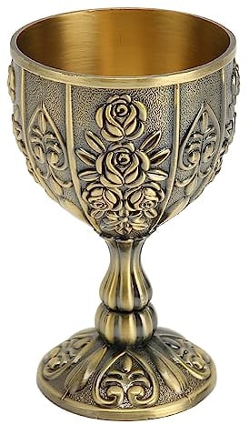 Tomotato Tasse à Vin en Métal Gaufré, Gobelet à Calice à Motif de Fleurs Vintage pour Maison Bar Mariages, Décoration Artisanale Artistique Collection(Bronze)