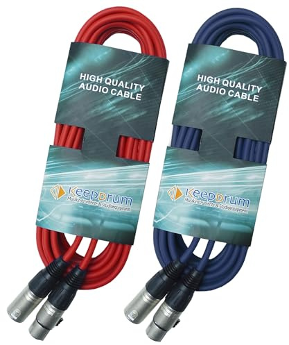 keepdrum DMX Kabel 3m 3-pol XLR-Lichtkabel 1x Rot 1x Blau