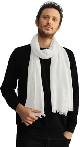 creazioni unique Bambus Schal Mann MADE IN ITALY - Frühling/Sommer Accessoire - Bamboo Scarf Men - Schals & Tücher für Mann (Weiß)