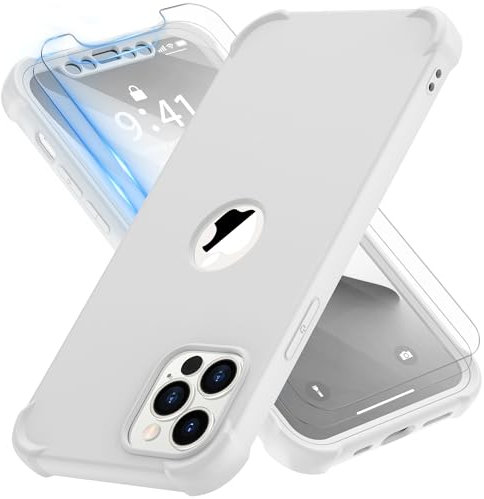 ORETECH for iPhone 12 Pro Max Case, with [2 x Screen Protectors] [10 Ft Military Grade Drop Test] [Camera Protection] 360° Shockproof Slim Thin Phone Case iPhone 12 Pro Max Cover 6.7 - White