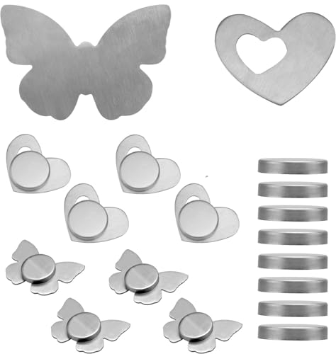 BRISKORE Tischdeckenbeschwerer Magnet, 8 Herz Schmetterling Extra schwer magnetische Tischtuchgewichte aus Edelstahl, magnetische Tischtuchklammer (Herzen und Schmetterlinge)
