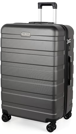 TANTOMI Koffer Groß, Reisekoffer Hartschalenkoffer, Koffer & Trolley mit Passwortsperre, Hartschale Suitcase mit 5 Rollen(Dunkelgrau)