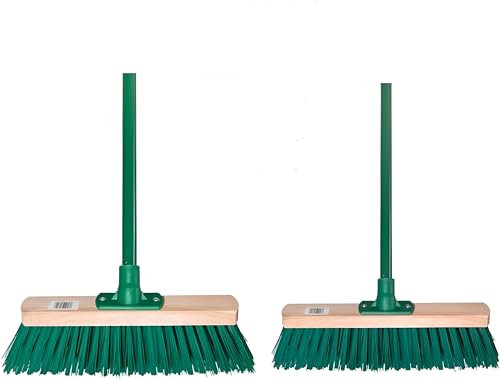 Sweeping Brush Head with Handle PVC Bristle Outdoor Broom Garden Sweeper GREEN (40cm)