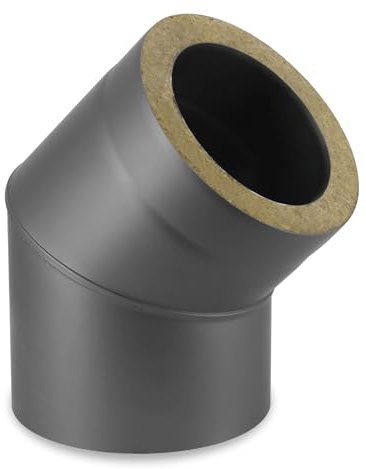 LANZZAS Tubo aislado de doble pared para estufa - tubo de humo/arco - rodilla 45°, diámetro 150/215 mm - Color: gris