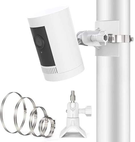 Kamera Halterung für Ring Außenkamera & Innenkamera, Masthalterung für Ring Stick Up Cam/Pro, Pole Halter für Ring Indoor Cam, Wandhalter für Spotlight Cam, Zubehör für Ring Kamera, 1 Stück, Weiß